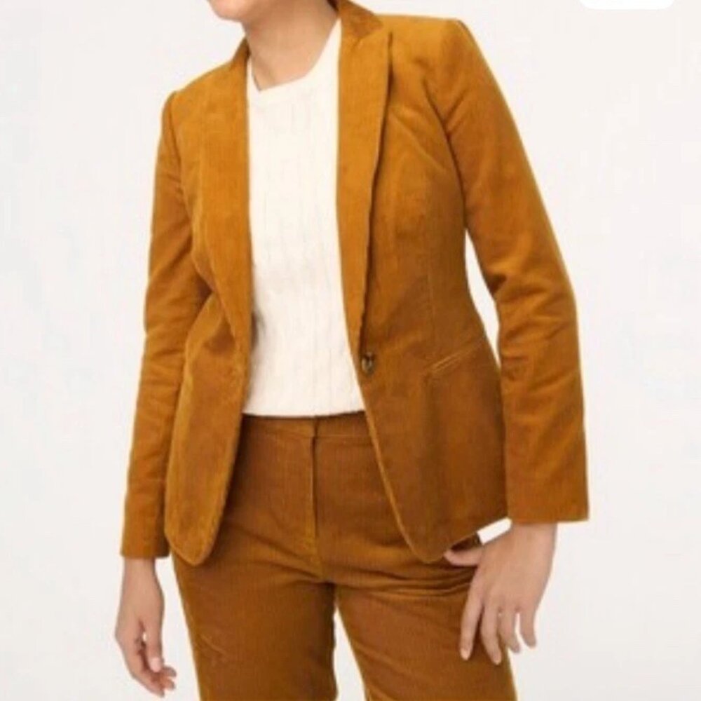 J. Crew Corduroy Blazer Jacket Women's 8 Golden Brandy Preppy Old Money BS921